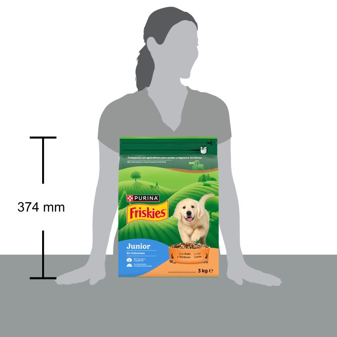 PURINA® FRISKIES®  Junior con Pollo, Verduras y Leche