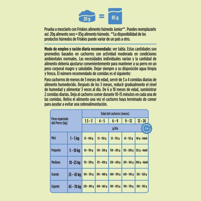 PURINA® FRISKIES®  Junior con Pollo, Verduras y Leche