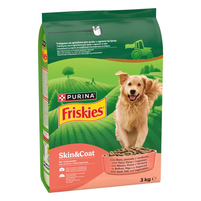PURINA® FRISKIES®  Skin&Coat con Buey, Pescado y Verduras