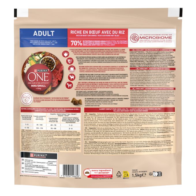 PURINA® ONE®  Adulto Perro Buey y Arroz