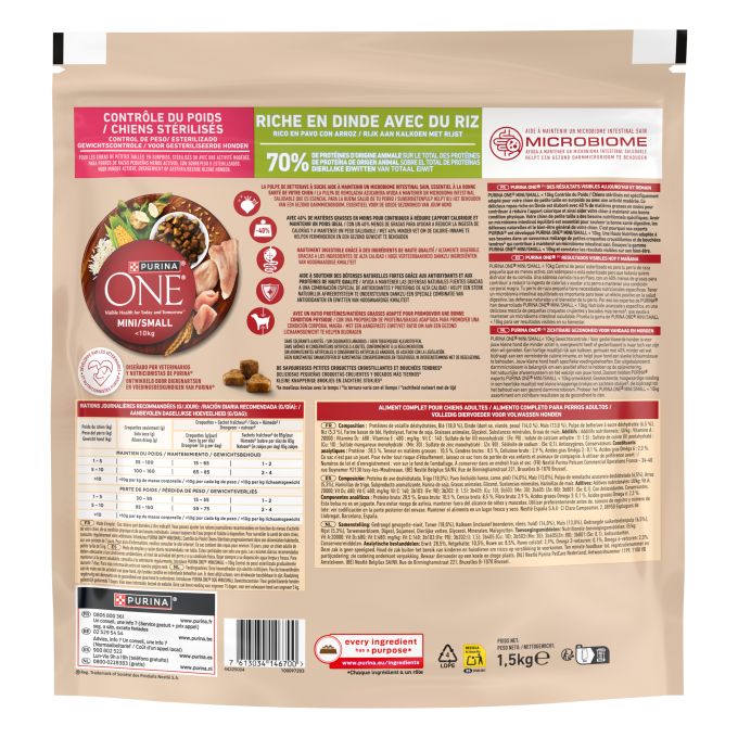 PURINA® ONE®  Weight Control Perro Pavo y Arroz