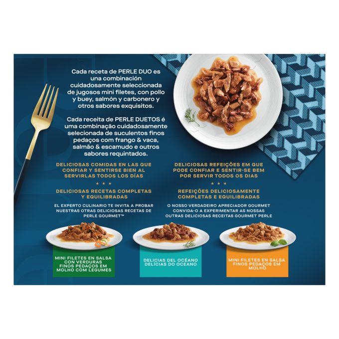 PURINA® GOURMET® Perle Finas Láminas DUO con Pescados