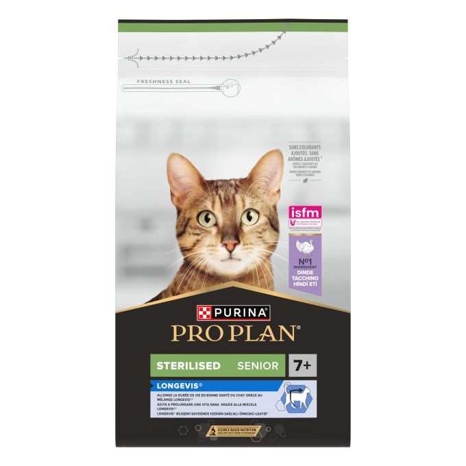 PURINA® PRO PLAN®  Gato STERILISED Senior 7+ LONGEVIS® Pavo