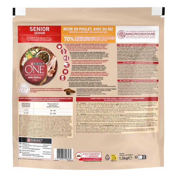 PURINA® ONE®  Senior 8+ Perro Pollo y Arroz