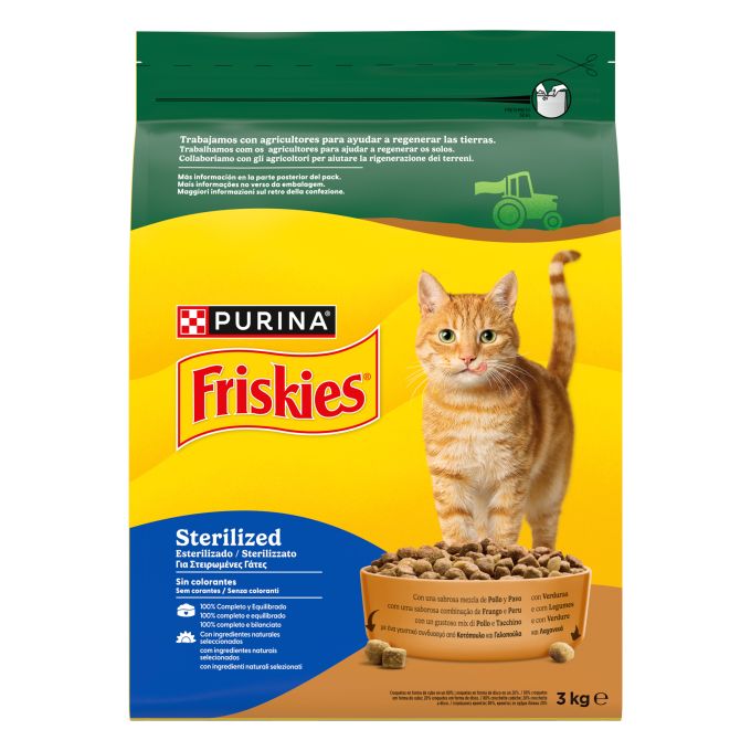 PURINA® FRISKIES®  Esterilizado con Pollo, Pavo y Verduras
