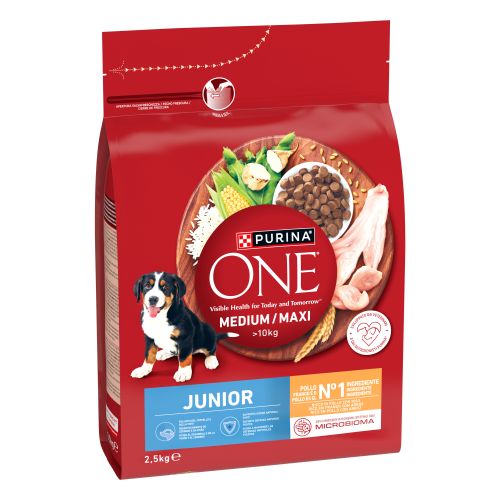 PURINA ONE® MEDIUM/MAXI >10kg Junior Pollo y Arroz 2,5kg