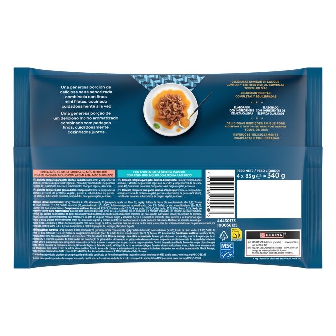 PURINA® GOURMET® Perle Delicias en Salsa con Salmón y Atún