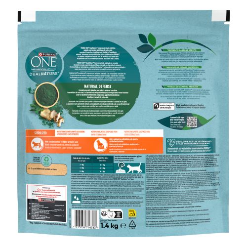 PURINA ONE® DualNature® Natural Defense Esterilizado con Spirulina, ingrediente N 1 Buey