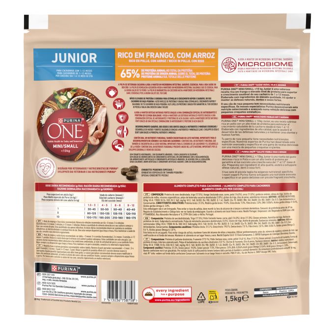 PURINA® ONE®  Junior Perro Pollo y Arroz