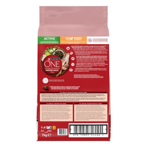 PURINA ONE® MEDIUM/MAXI >10kg Active Pollo y Arroz 7kg