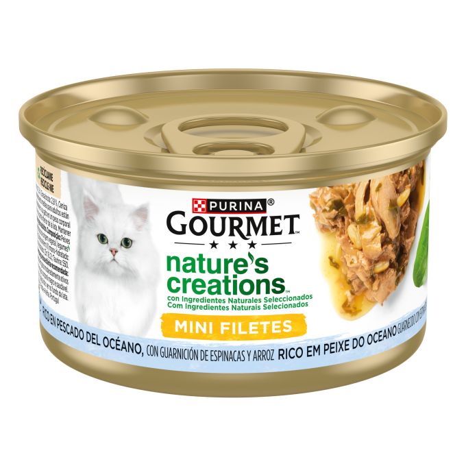 PURINA® GOURMET® Nature's Creations Mini Filetes rico en pescado del oceano