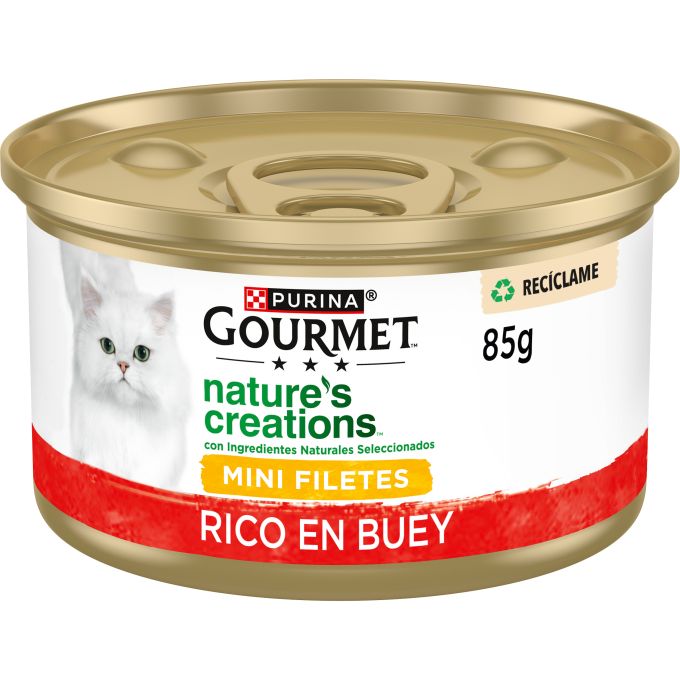 PURINA® GOURMET® Nature's Creations Mini Filetes rico en buey