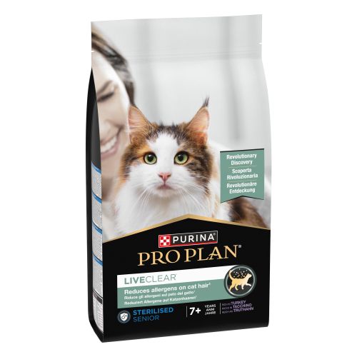 PURINA® PRO PLAN® LIVECLEAR® Sterilised Senior 7+ years Rico en pavo