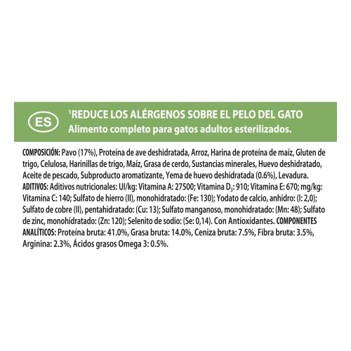 PURINA® PRO PLAN® LIVECLEAR® Sterilised Adult 1+ years Rico en pavo