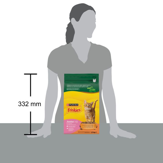 PURINA® FRISKIES®  Junior con Pollo, Pavo Verduras y Leche
