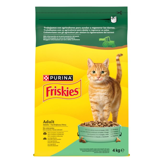 PURINA® FRISKIES®  Adulto con Conejo, Pollo y Verduras