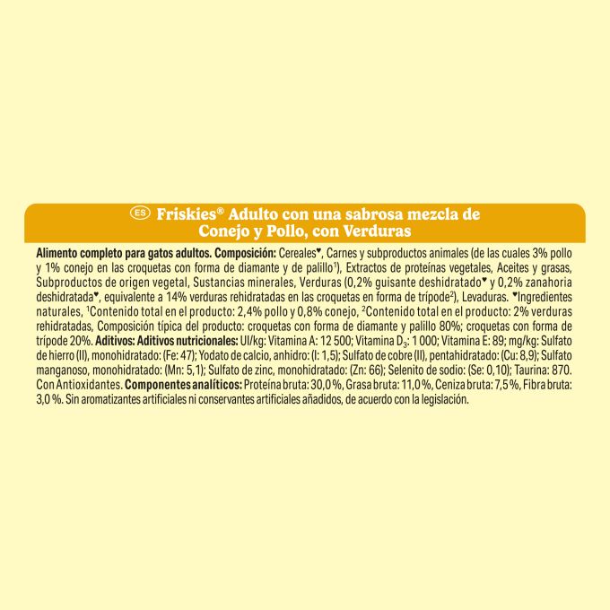PURINA® FRISKIES®  Adulto con Conejo, Pollo y Verduras