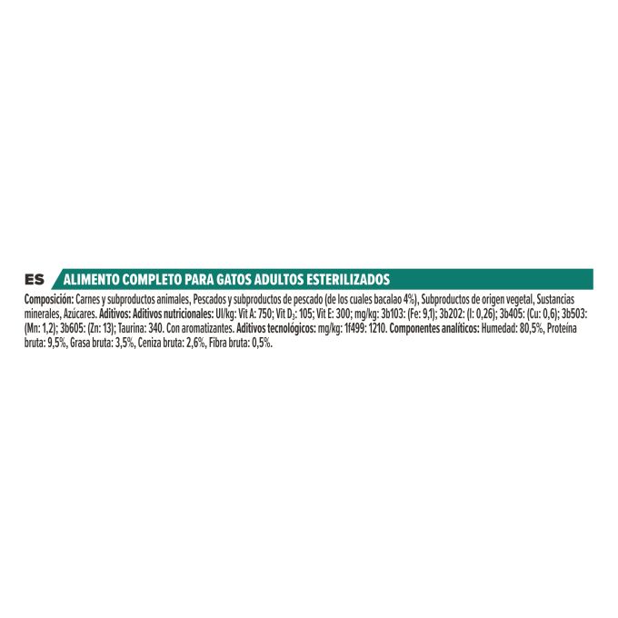 PURINA® PRO PLAN®  Gato Adulto ESTERILIZADO Multipack Sobres Terrina Bacalao