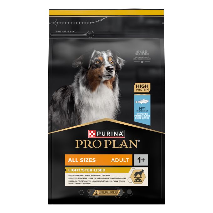 PURINA® PRO PLAN®  All Sizes Adult LIGHT / STERILISED Pescado Blanco