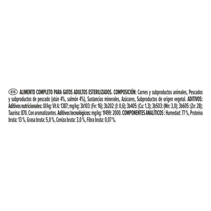 PURINA® PRO PLAN®  Gato Adulto Lata STERILISED MAINTENANCE Terrina con atún y salmón