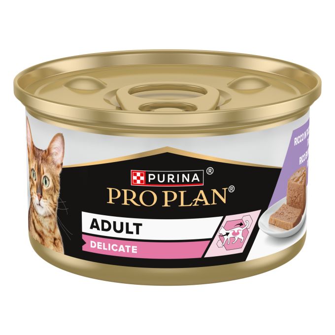 PURINA® PRO PLAN®  Gato Adulto DELICATE Mousse rico en pavo