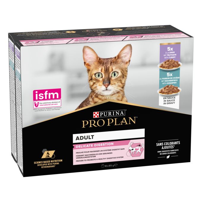 PURINA® PRO PLAN®  Adulto Delicate Digestion con pavo y pescado del océano en salsa