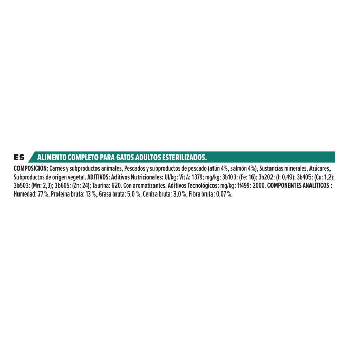 PURINA® PRO PLAN®  Gato Adulto STERILISED MAINTENANCE Terrina con atún y salmón