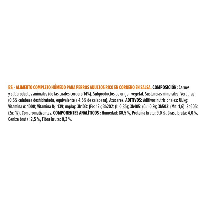 PURINA® PRO PLAN®  All size Adult Grain-free rico en Cordero en Salsa. Lata 400g