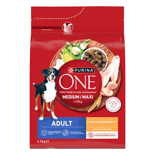 PURINA ONE® MEDIUM/MAXI >10kg Adulto Pollo y Arroz  2,5kg