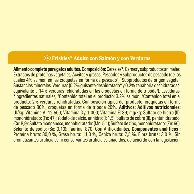 PURINA® FRISKIES®  Adulto con Salmón y Verduras