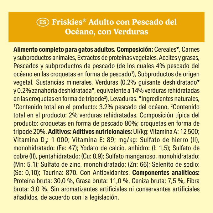 PURINA® FRISKIES®  Adulto con Pescado del Océano y Verduras
