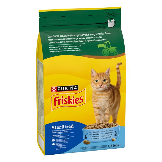 PURINA® FRISKIES®  Esterilizado con Salmón y Verduras
