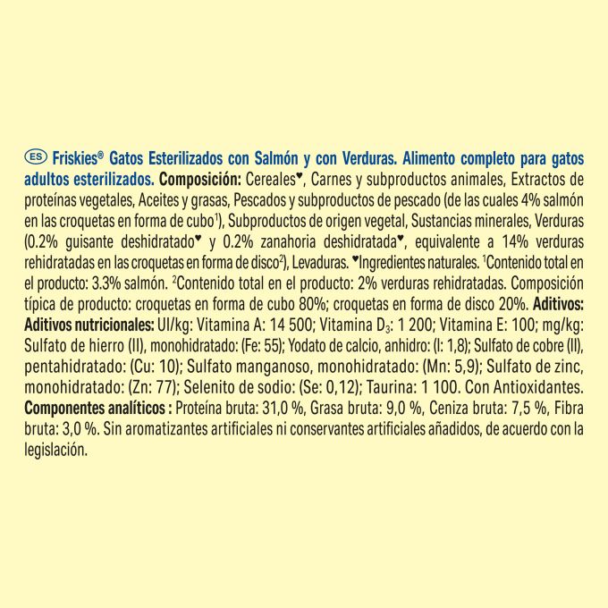 PURINA® FRISKIES®  Esterilizado con Salmón y Verduras