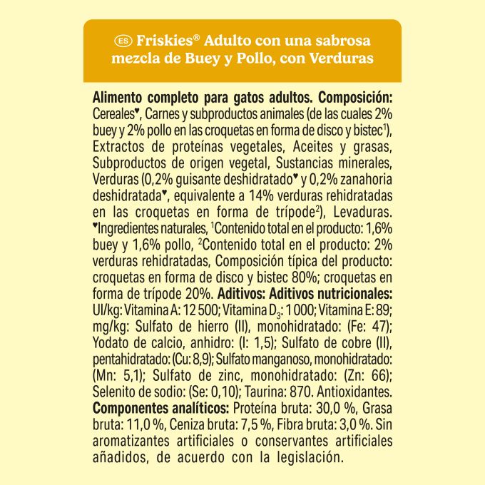 PURINA® FRISKIES®  PURINA® FRISKIES® Gato ADLT Bf Chk Veg 7.5kg