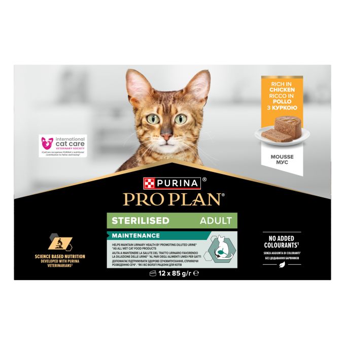 PURINA® PRO PLAN®  Gato Adulto STERILISED MAINTENANCE Mousse con Pollo