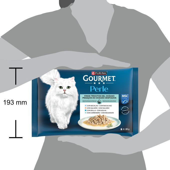 PURINA®  GOURMET® Perle Finos Trocitos del Océano en salsa Surtido 4x86g