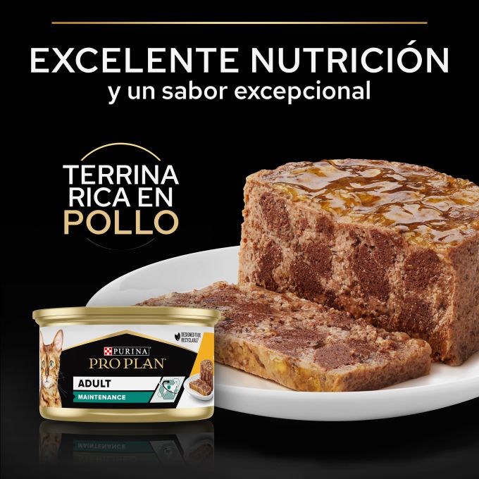 PURINA® PRO PLAN®  Gato Lata Adulto MAINTENANCE Terrina rico en pollo
