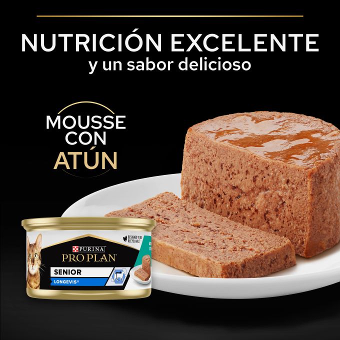 PURINA® PRO PLAN®  Gato Senior 7+ LONGEVIS Mousse con atún