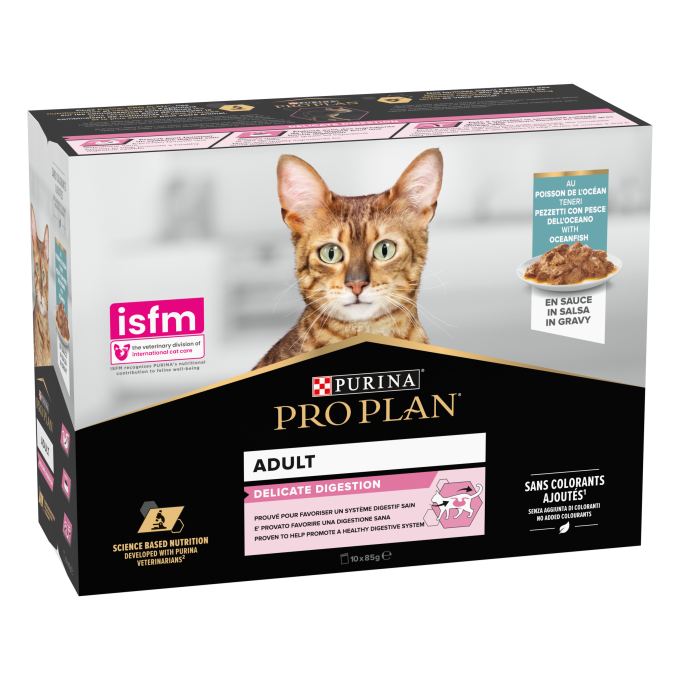PURINA® PRO PLAN® Gato Adulto Delicate Digestion con Pescado del Océnao en salsa