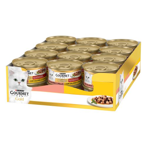 PURINA® GOURMET® Gold Bocaditos en Salsa con Salmón y Pollo