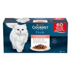 Ver PURINA® GOURMET® Perle Finas láminas en Salsa con Conejo, Buey, Pollo y Salmón