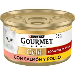 Ver PURINA® GOURMET® Gold Bocaditos en Salsa con Salmón y Pollo
