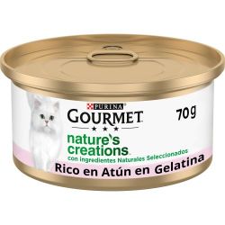 Ver PURINA® GOURMET® Nature's Creations Rico en Láminas de Atún con Gambas en Gelatina