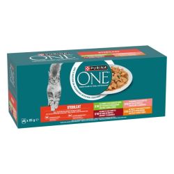 Ver PURINA® ONE® PURINA® ONE® STERILCAT mini filetes en salsa con Salmón y Zanahorias (40x85g)
