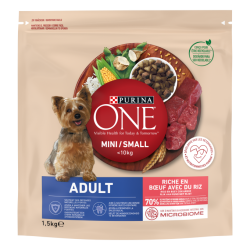 Ver Purina ® ONE Mini Perro Adulto seco Buey y Arroz